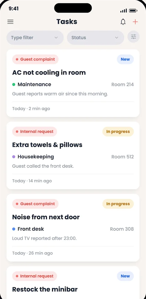 ServiceHub task list