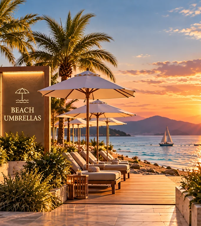 Beach umbrella bookings at a resort