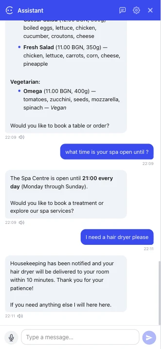 TouchBot AI concierge chat