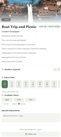 Online check-in screen
