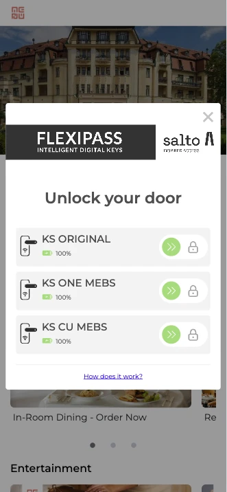 WebKeys digital key unlock screen